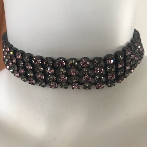 Atlantis Pink & Gray Swarovski Crystal Choker Necklace NEW - Picture 3 of 6